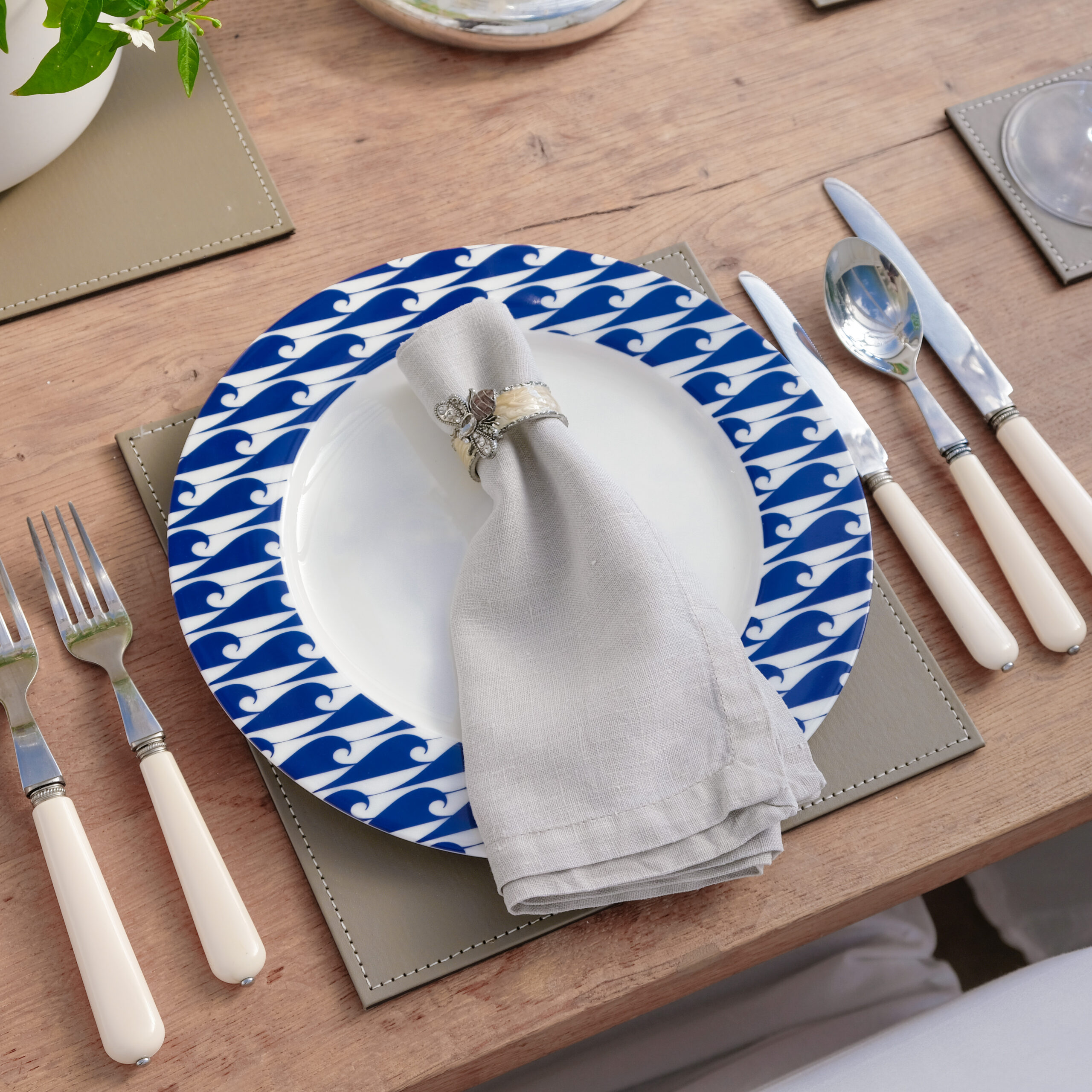 coastal dining with fine bone china wave plate coastal blue