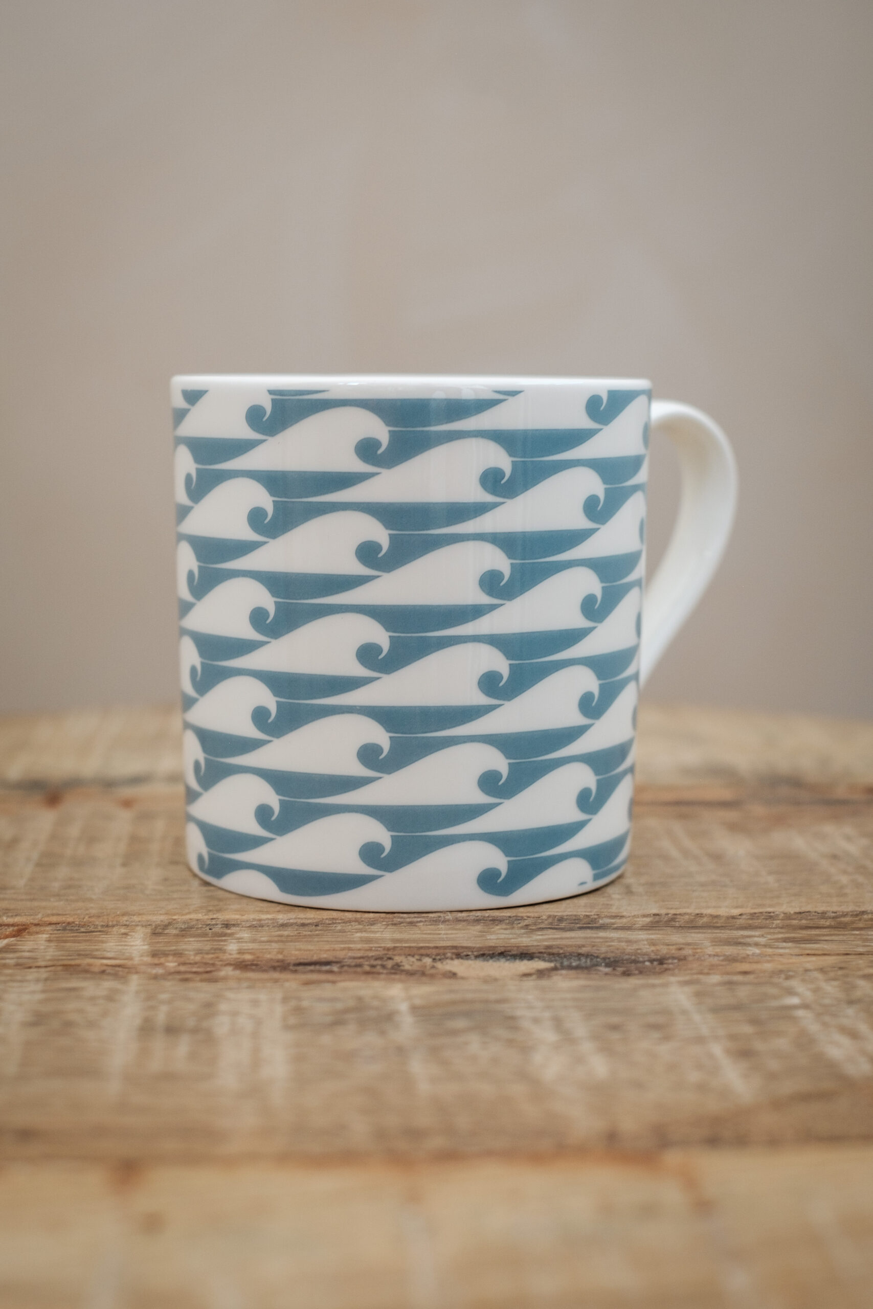 The Cornish Surfer Duck Egg Blue Wave mug, Designed In Cornwall