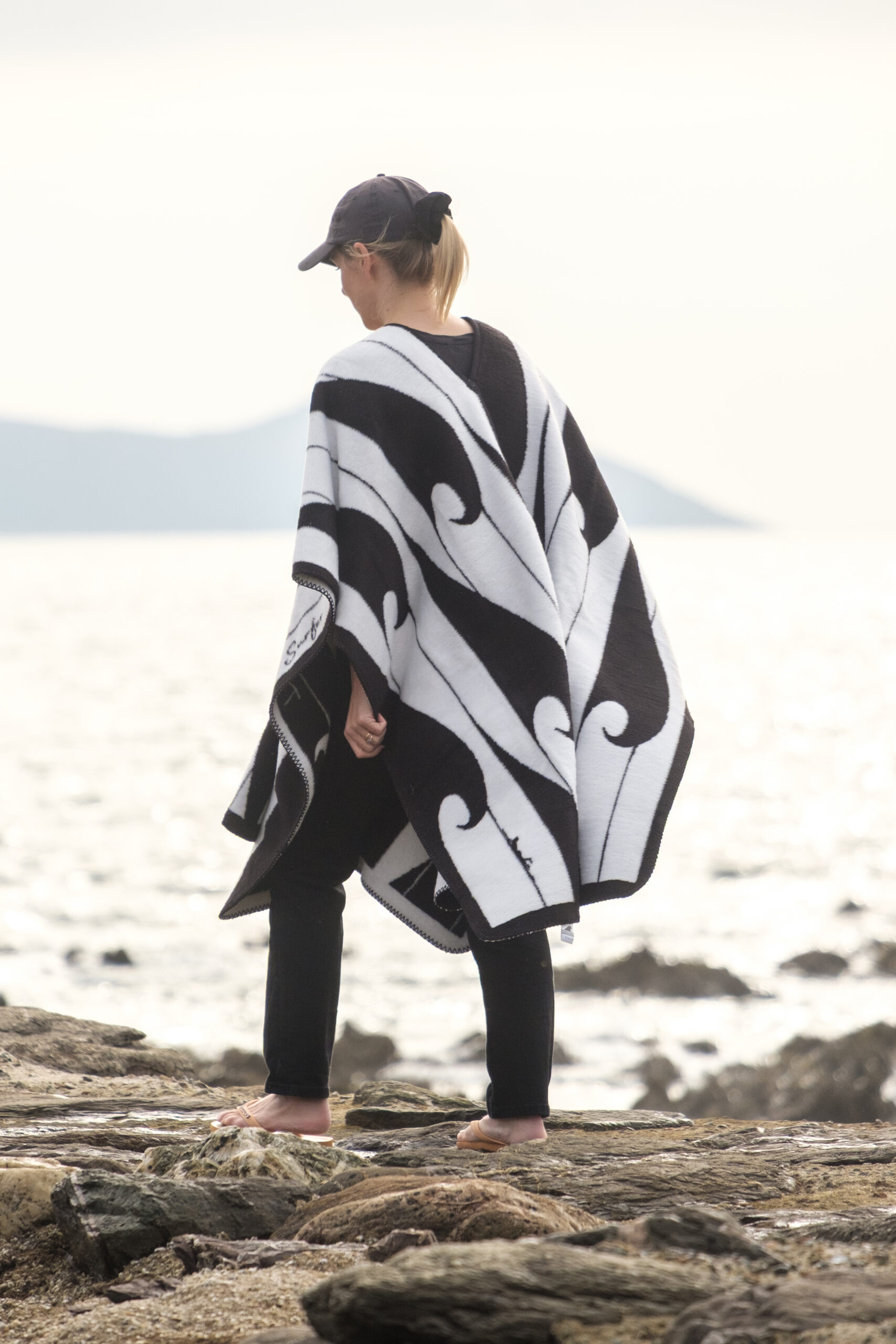 Storm Black Fluffy Poncho
