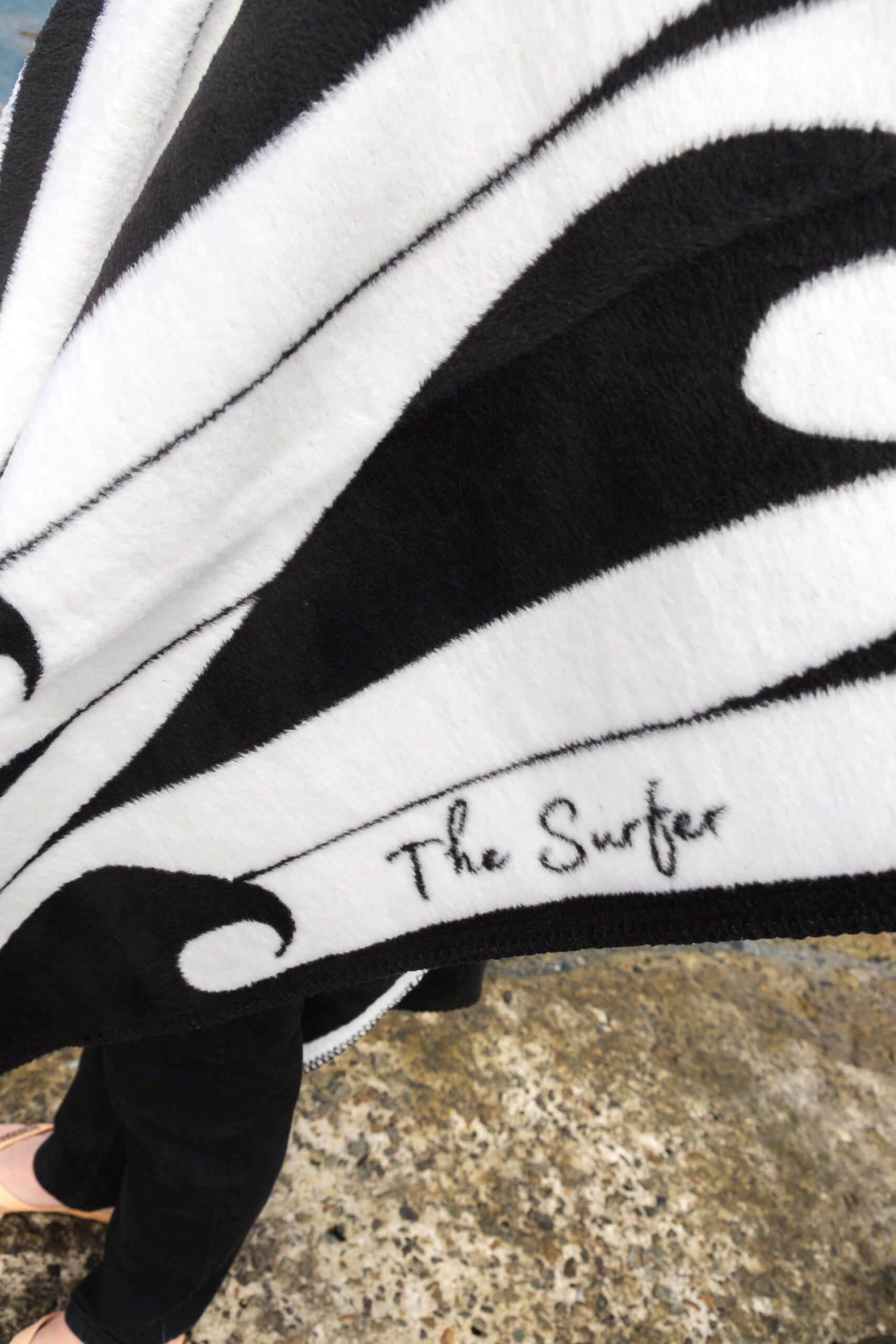 Fluff Poncho Black Fabric Detail